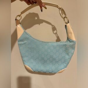 Gucci Light Blue GG Monogram Canvas Shoulder Bag